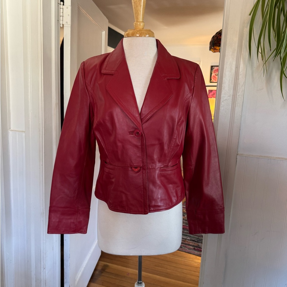 100% Leather Red Blazer/Jacket